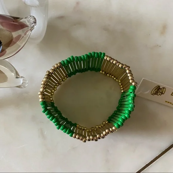 NWT Rare AMRITA SINGH Sylvana CHIC WATERFALL Bracelet in Evergreen and Gold - Picture 6 of 9